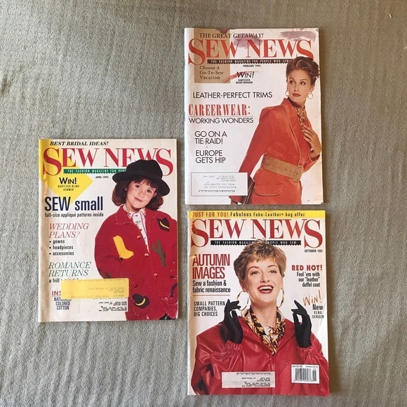 Sew News Magazine Lot of 3 Vintage 1993 Pre-Owned - Picture 1 of 4